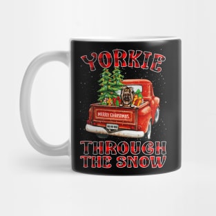 Christmas Yorkie Through The Snow Dog Santa Truck Tree Mug